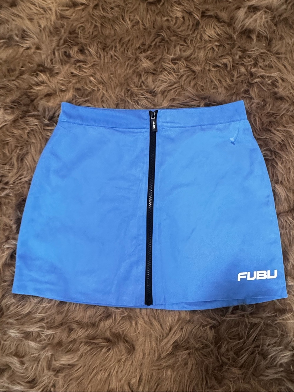 Blue mini zip up skirt Fubu